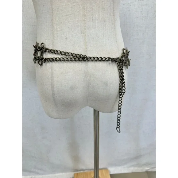 Medallion Chain Concho Belt Womens OS Red Faux Coral Antique Brass Boho Style - Picture 9 of 14